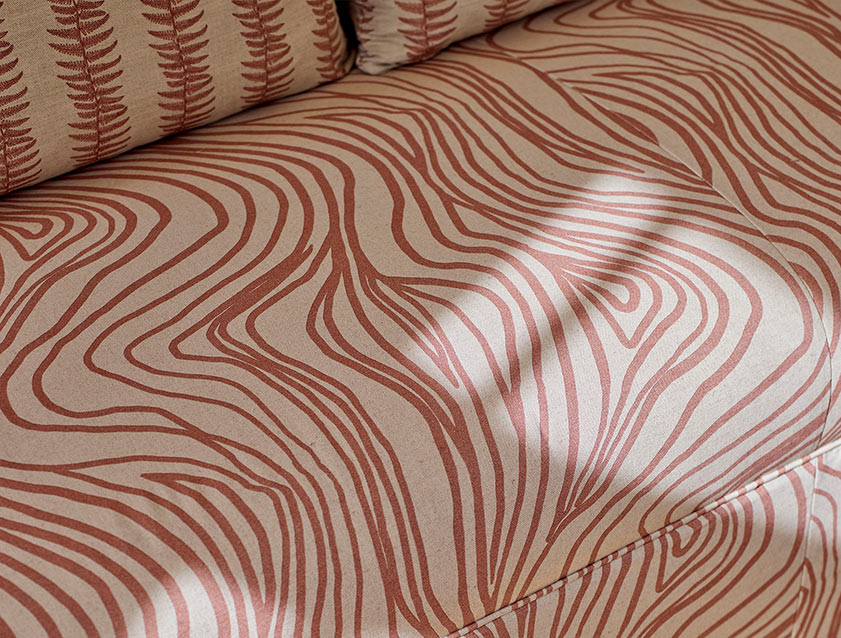 Spill Resistant Contour Lines Berry fabric detail